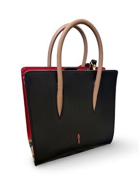 Christian Louboutin Paloma Small Tote Bag Black Red Leather